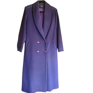 Adolfo Classics Full Length Wool Double Breasted Purple Coat Size 10